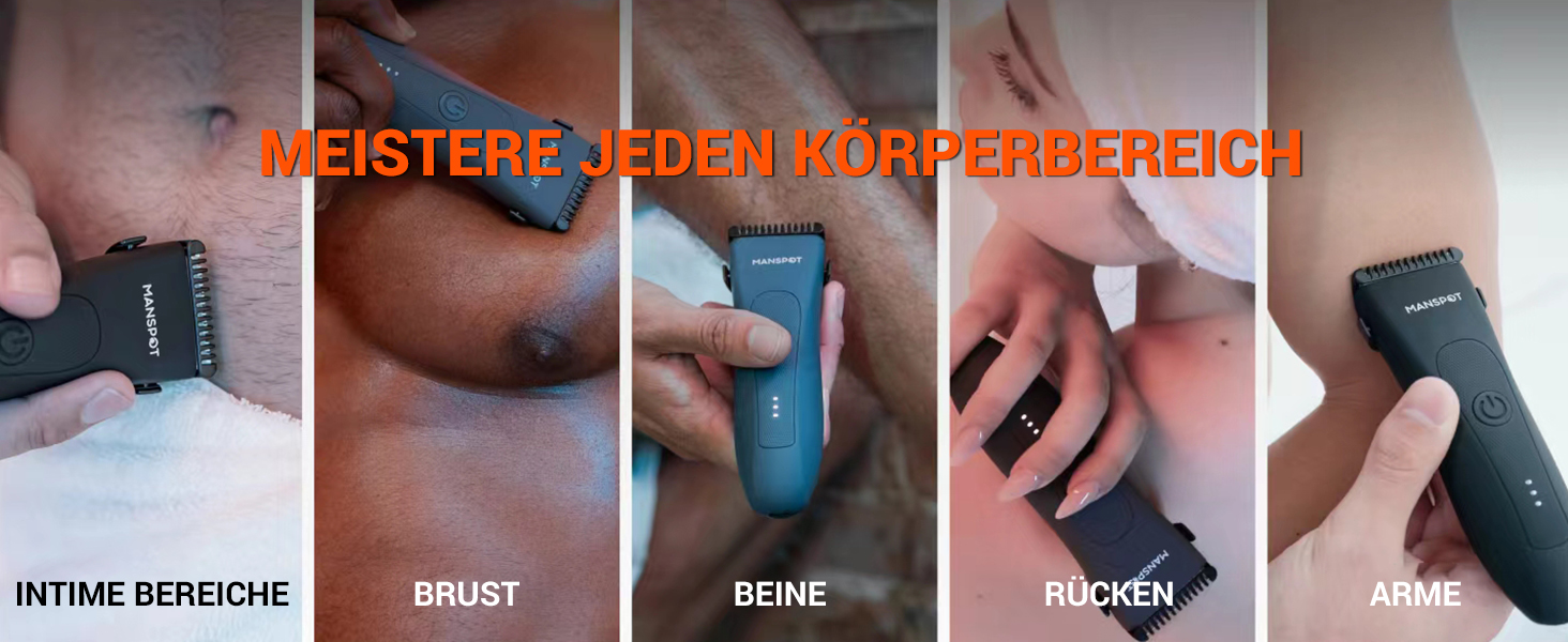 Триммер для тіла MANSPOT: чоловічий, вологостійкий, для інтимної зони, для тіла, для ніг, грудей, пахв, USB-C, для сухого та мокрого гоління