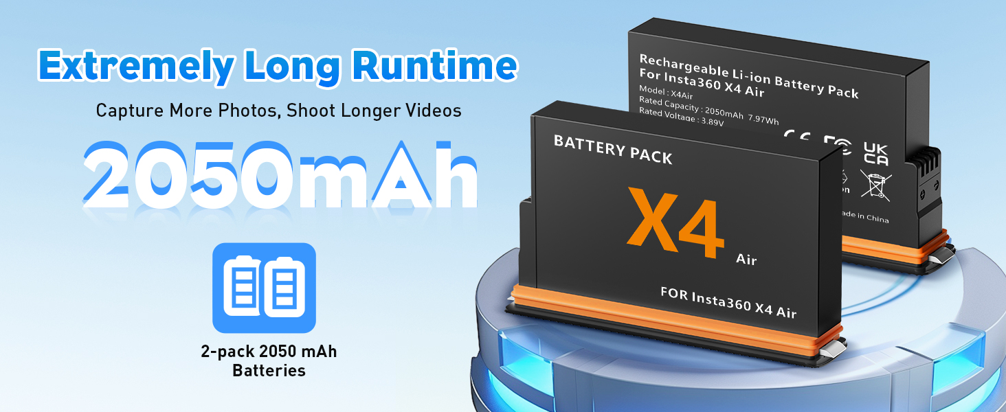 Акумулятори Insta360 X4 Air (2 шт.) з зарядним хабом 24W та LCD-дисплеєм – Treeboy