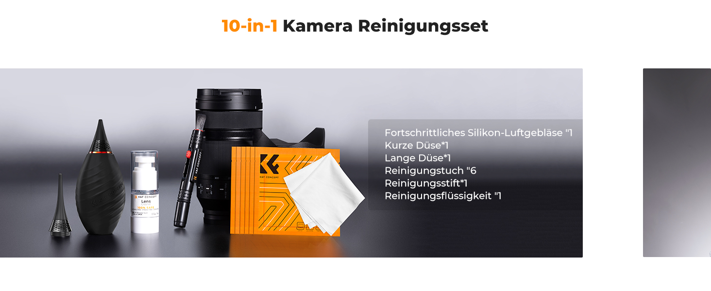 Набір для чищення камери та оптики K&F Concept 10 в 1: DSLR, об'єктиви, мобільні телефони