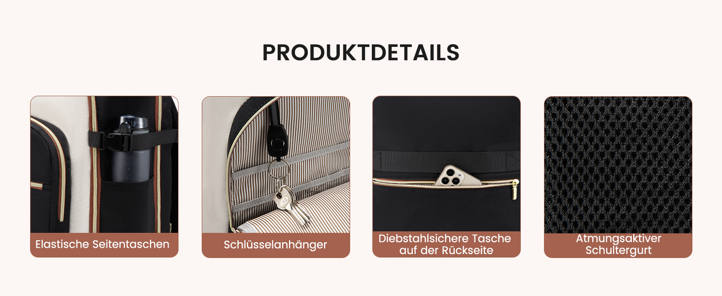 Рюкзак LOVEVOOK для ручної поклажі літака, 40L, водонепроникний, для ноутбука 17 дюймів, для подорожей, школи, роботи, кемпінгу, чоловічий/жіночий, бежевий+чорний+коричневий