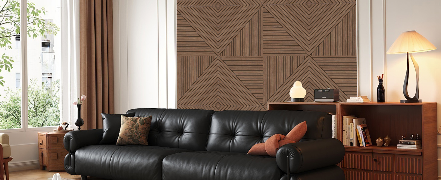 Акустичні панелі JBER (6 шт), самоклеючі звукопоглинаючі стінові панелі для офісу, студії та дому, 180 x 120 см, колір тик