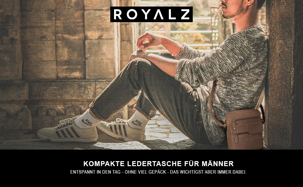 ROYALZ Чоловіча сумка через плече з натуральної шкіри Oregon, Montana Brown (коричнева)