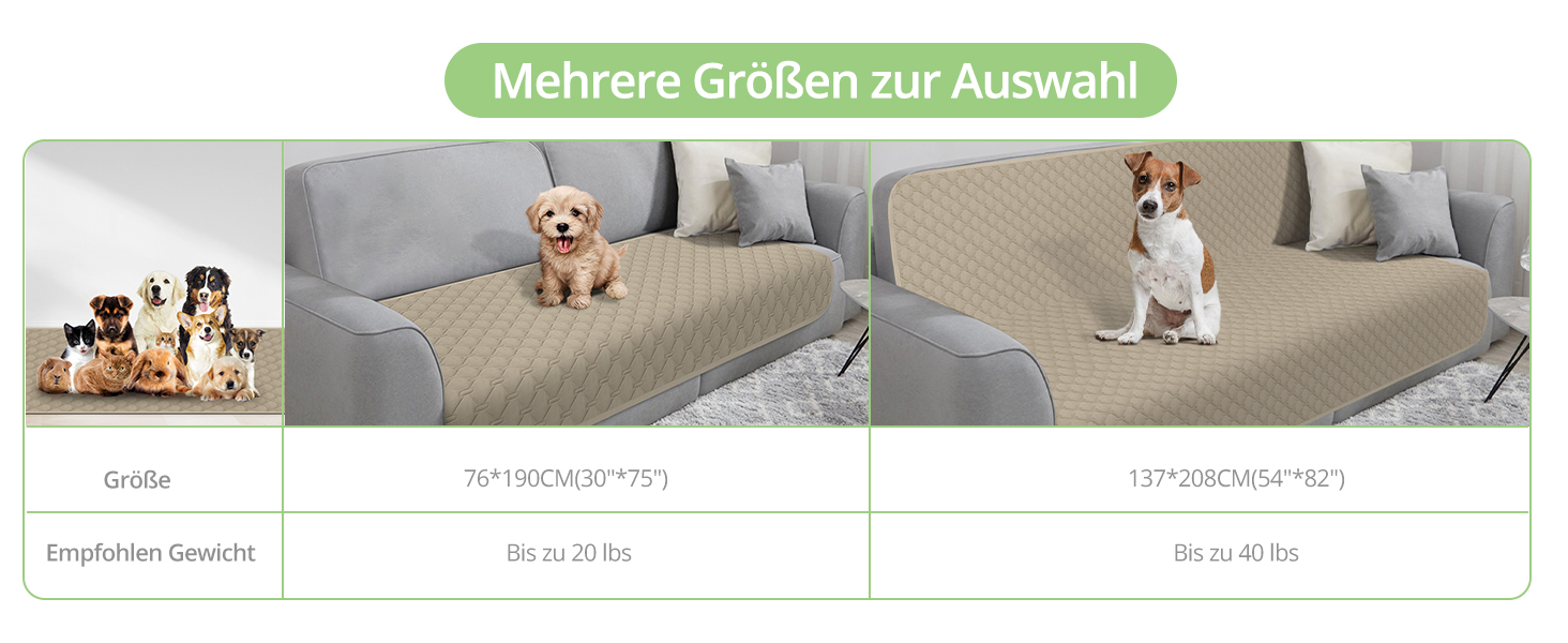 Водонепроникний килимок для собак, килимок для котів, антиковзкий, міцний, для захисту дивану, ліжка, автокрісла, можна прати в пральній машині (172 x 208 см, Хакі, M (137x208 см))