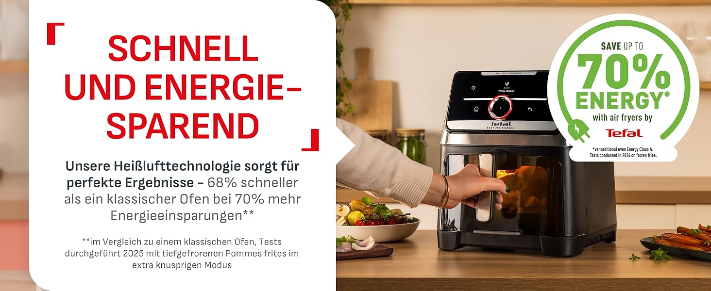 Фритюрниця Tefal Easy Fry Silence 7л з оглядовим вікном, біла (EY8421E0) - аерофритюрниця з тихим режимом, 10 програм, до 8 порцій