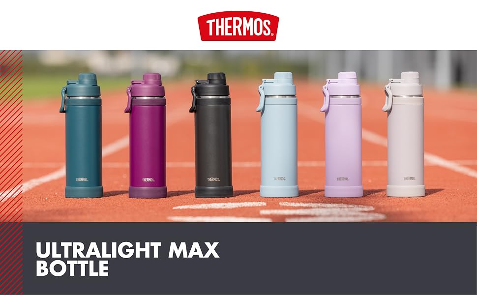 Термос Thermos Ultralight Max 1.0 л зі сталі, світло-блакитний (Tourmaline Mat) — легка вакуумна пляшка для спорту та подорожей, зберігає тепло 12г та холод 24г