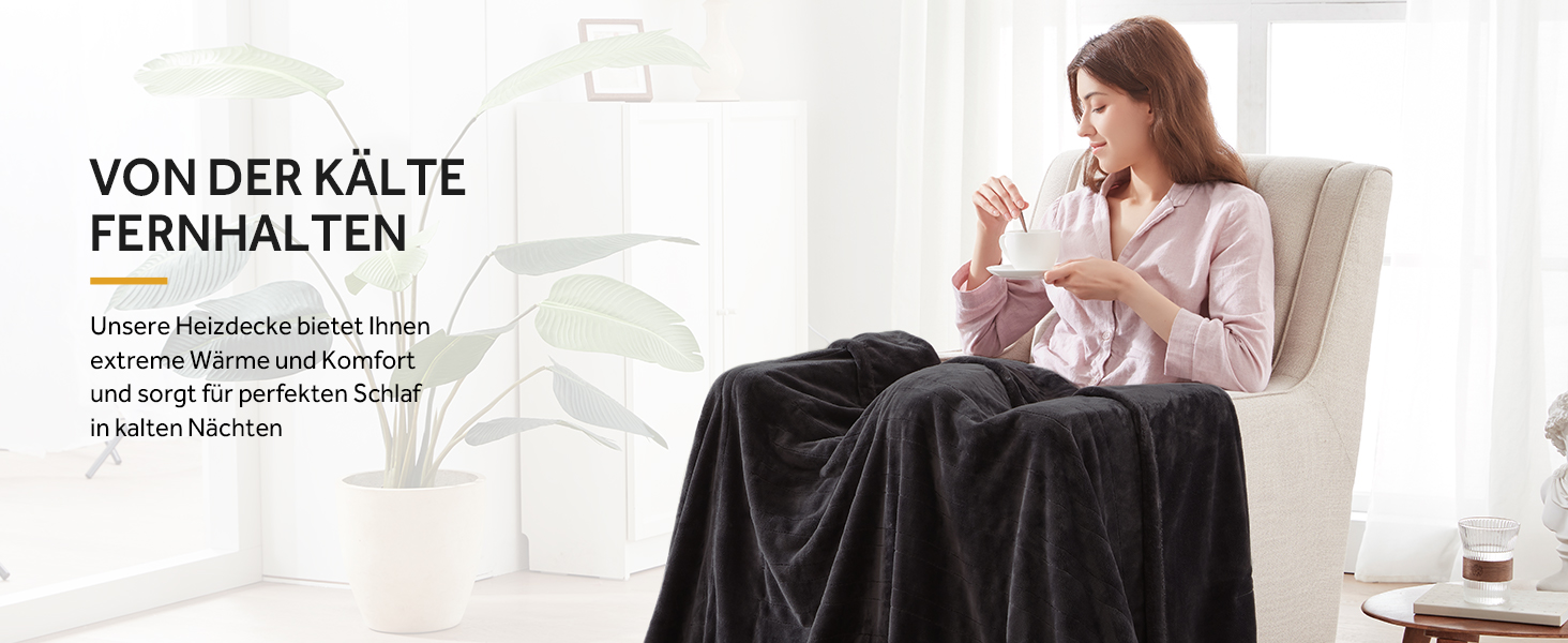 Електрична ковдра Warmrest, фланель, 130x180 см, 6 температурних режимів, таймер 1-10 год, автовимкнення та захист від перегріву, можна прати, сірий колір