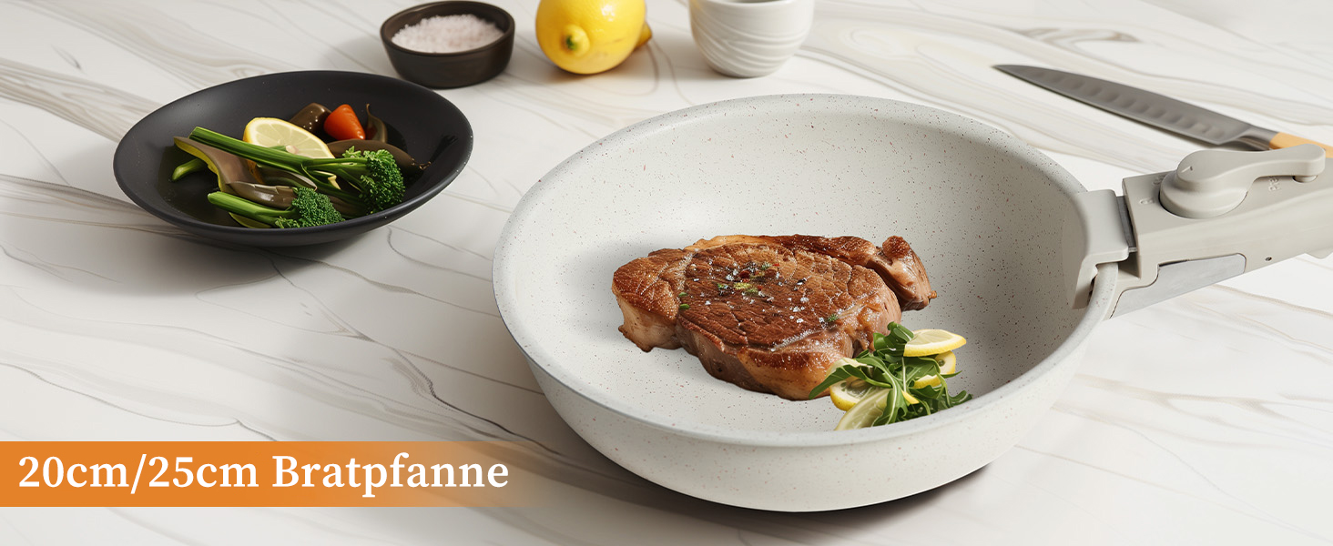 Набір посуду JHK 12 предметів з антипригарним покриттям та знімними ручками, бежевий – кухонне приладдя для дому