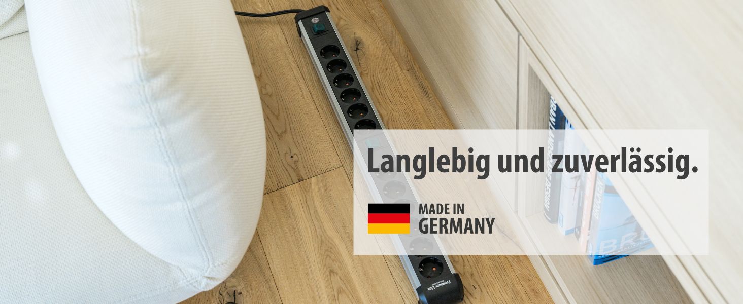 Бренненштуль Преміум-Алю-Лайт Розподільник розеток 12-фазний з алюмінію (багаторозетова панель з 2 вимикачами та 3м кабелем, Made in Germany), Нова версія Single