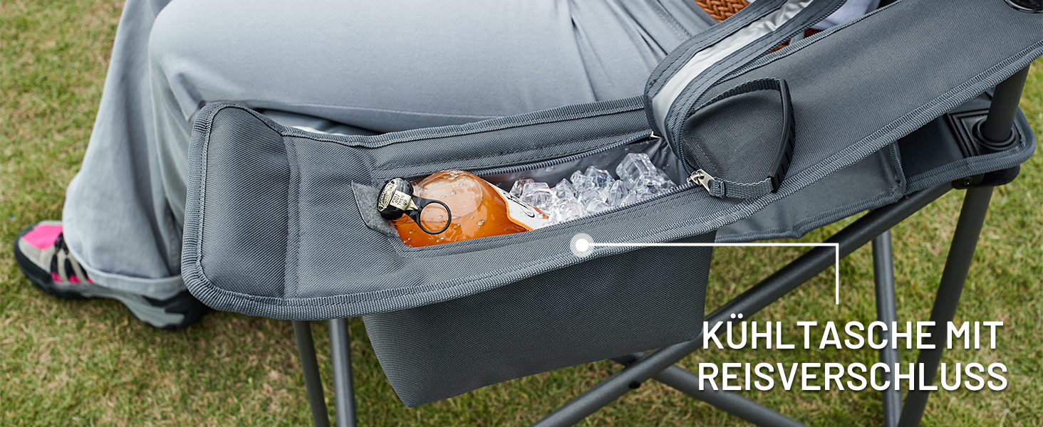 Кампінговий стілець розкладний Timber Ridge 2 шт, 200 кг, сірий, з ізольованою сумкою-холодильником, 63 см ширина сидіння - зручний для кемпінгу, риболовлі, саду
