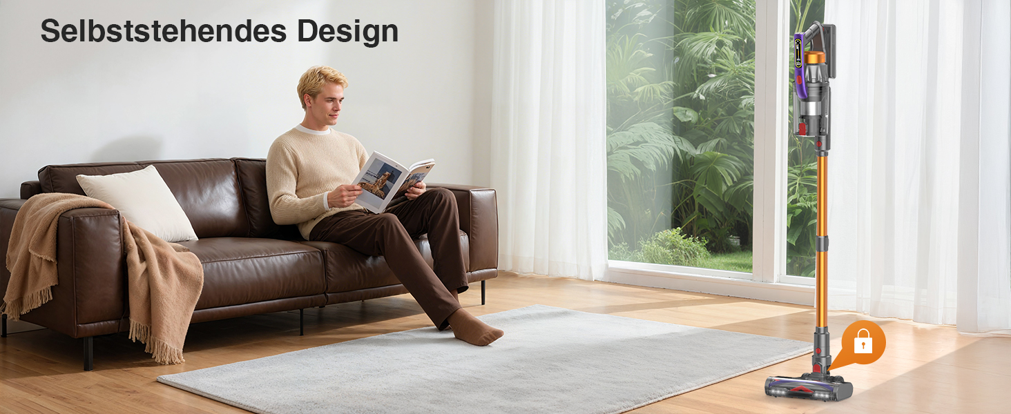 Бездротовий акумуляторний пилосос CHEBIO 580W з LED-дисплеєм, антизаплутувальною насадкою та потужністю 48000Pa. Підходить для прибирання підлоги, килима та шерсті тварин.