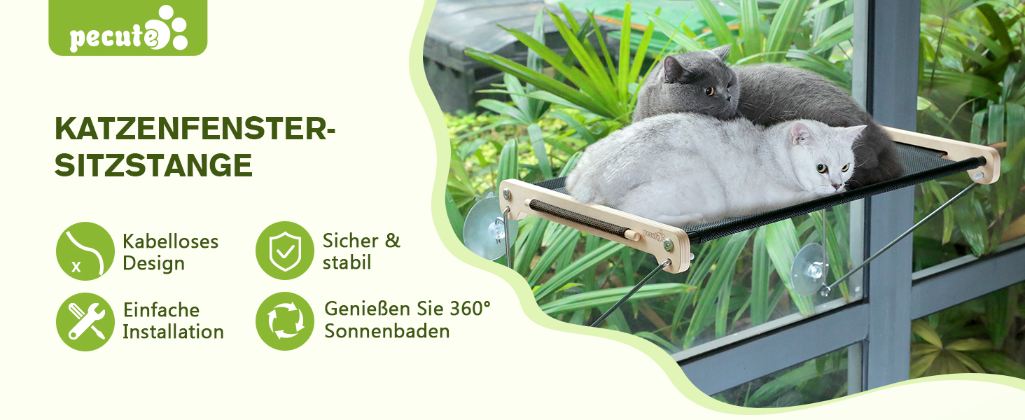 Ліжко-гамак для котів на вікно до 15 кг з масиву дерева та металу, 46 x 32 см