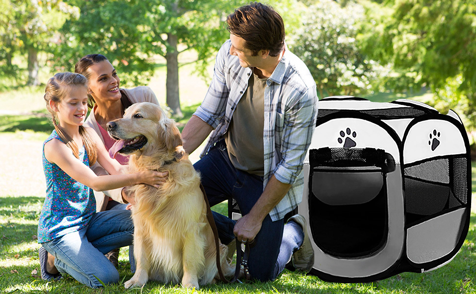 Клітка-забіг для цуценят та дрібних тварин 74x74x43 см, сіра. Підходить для собак, котів, кроликів. Легко чистити, портативна з блискавкою.