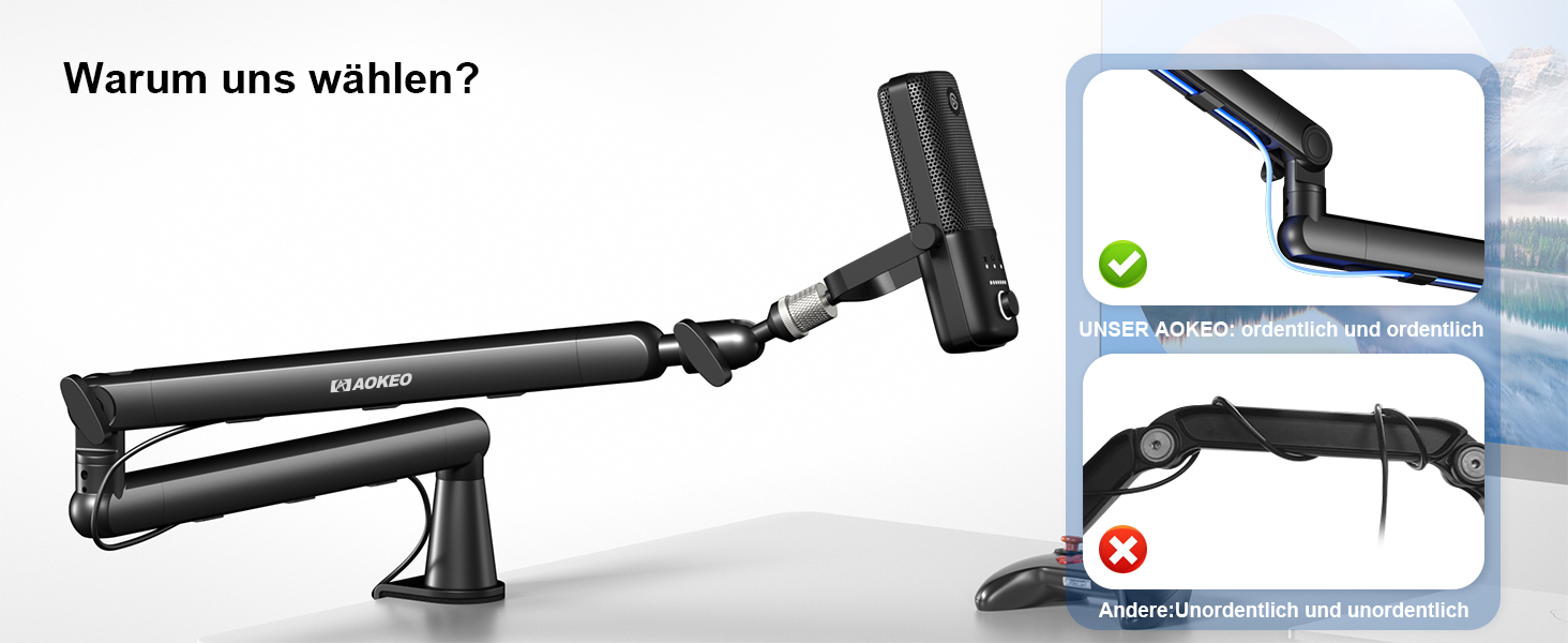 Кріплення для мікрофону Aokeo AK-55 - низькопрофільний тримач для HyperX QuadCast, Elgato Wave, Shure SM7B, Blue Yeti, Blue Snowball, студійне запису