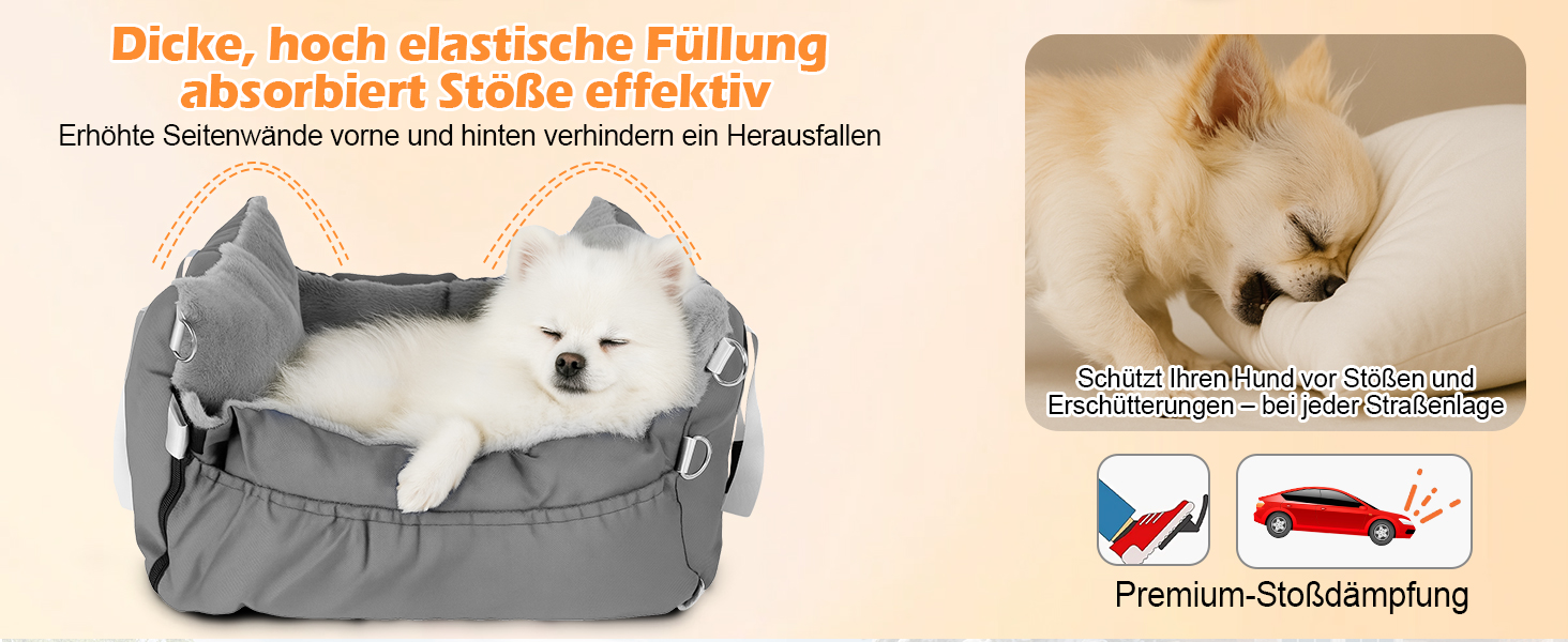 Автокрісло для собак 3-в-1 з переносною ліжком для маленьких собак – зручне автокрісло з розкладною поверхнею, м'яким матрацом, для переднього або заднього сидіння, внутрішнє та зовнішнє (02-Сірий)