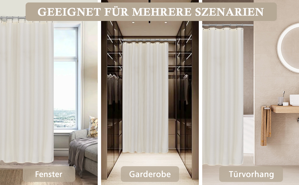 Шторка для душу Waffel з тканини поліестер, 183x183 см (зелена), з 12 кільцями, вологостійка, для ванни та душу