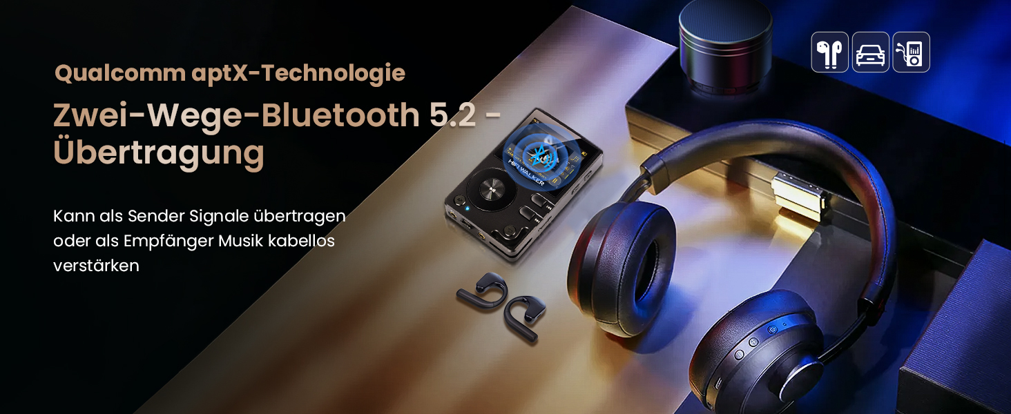 HIFI Walker H2: MP3-плеєр Hi-Res 128GB з Bluetooth 5.2, DSD DAC, підтримкою FLAC та розширенням до 512GB