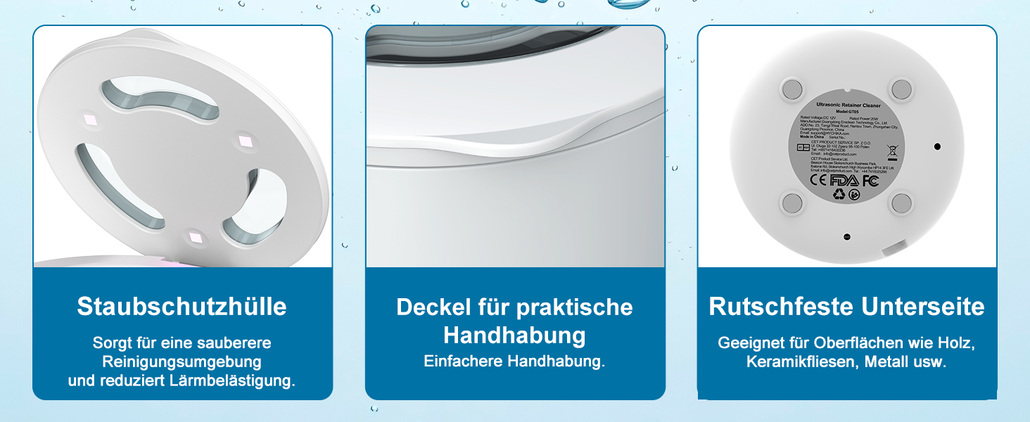 Ультразвуковий очищувач для кап, з УФ-стерилізацією 45 кГц, 4 режими - для кап, брекетів, елайнерів (білий)