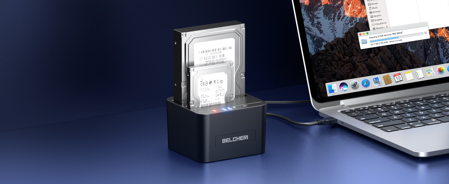 Док-станція для HDD/SSD USB 3.0 на 2 слоти, для 2.5