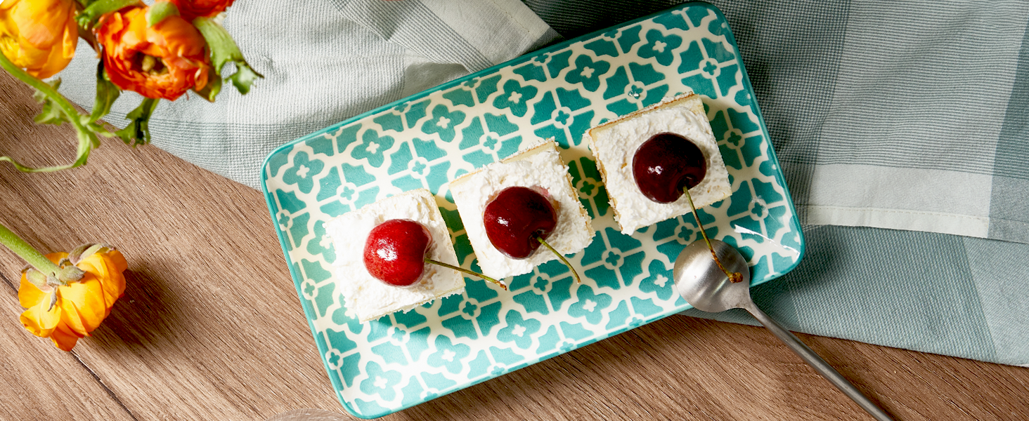 DOWAN Сервірна таця 6-ти місна - Bone China, прямокутна, 20.5 см - для закусок, суші, фруктів, салату, десерту. Можливе використання в мікрохвильовій печі, духовці, миєвій машині. Багатобарвна