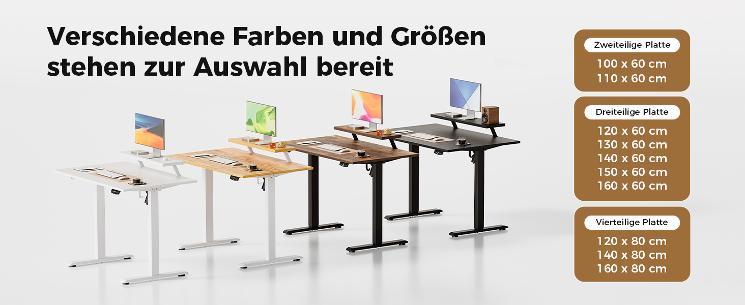 Електричний регульований стіл Agilestic з підсвічуванням, USB-портом та мобільним тримачем монітора. Комп'ютерний стіл з 3-секційною стільницею (білий, 120 x 60 см)
