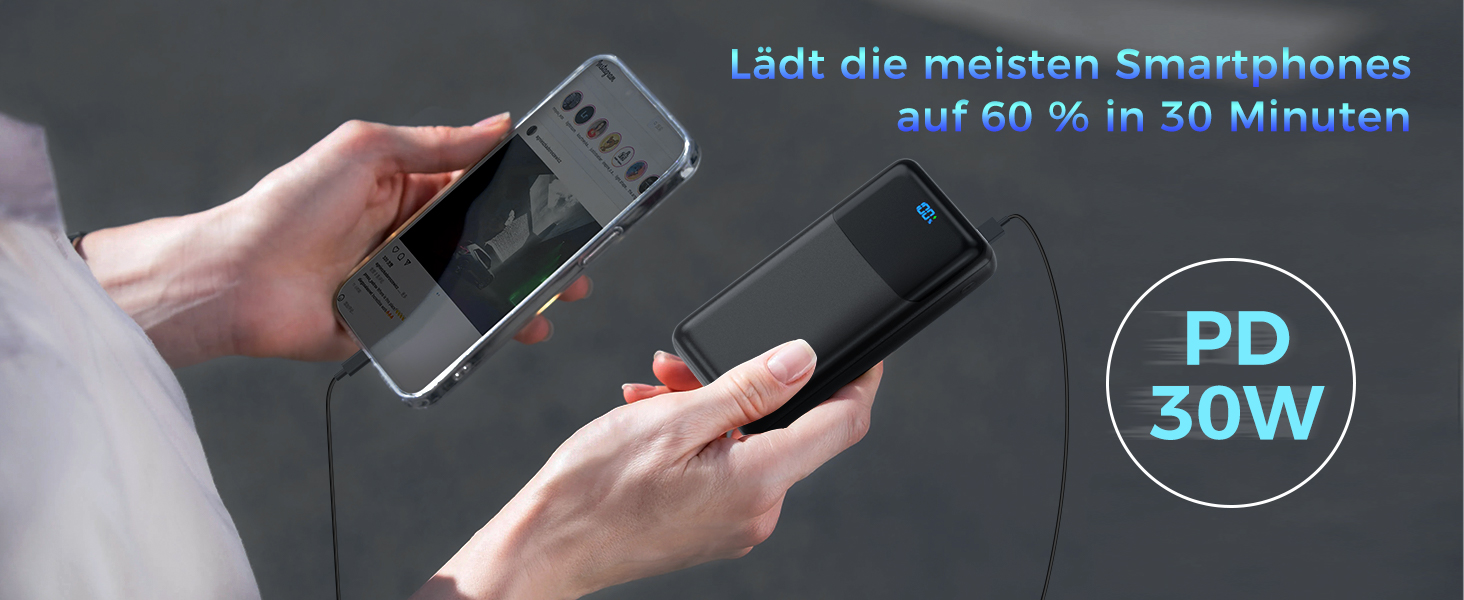 Потужний зовнішній акумулятор Power Bank на 60000 mAh, велика ємність, чорний