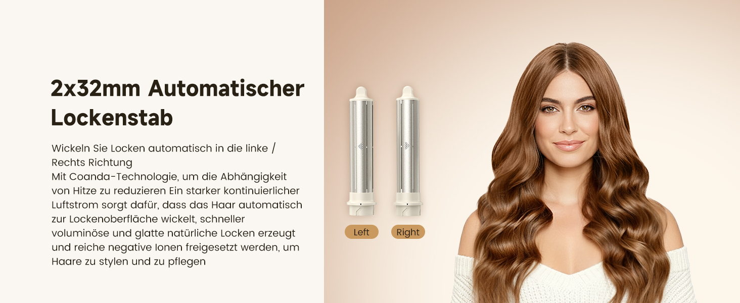 Slopehill Airstyler 5 в 1: Іонський фен, мультистайлер, автоматична плойка, щітка-фен, випрямляч для волосся (Champagne Gold)