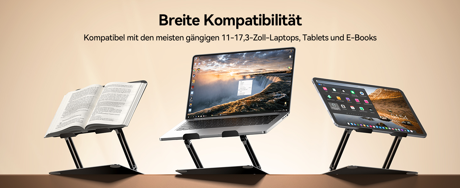 Підставка для ноутбука TECKNET, металева, регульована, чорна, 10-17.3 дюймів