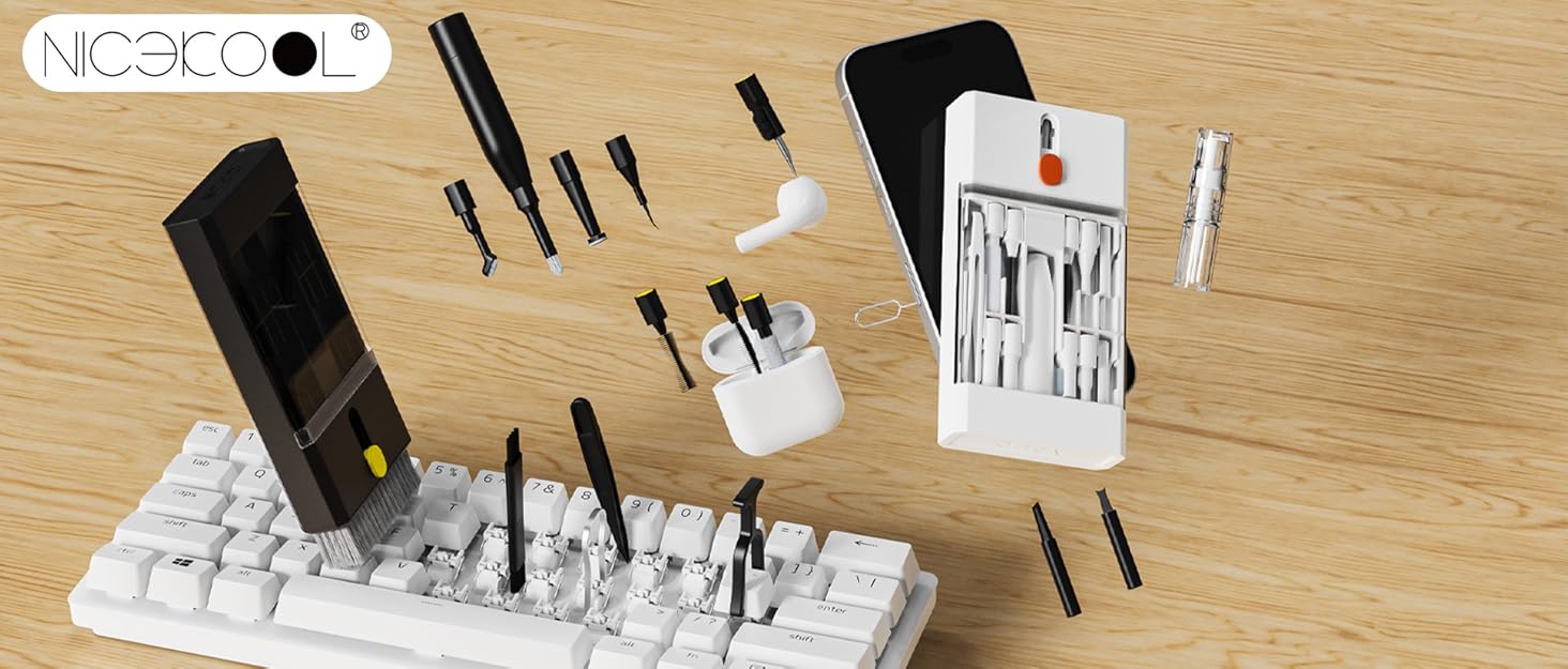 Набір для чищення клавіатури та навушників: 22 в 1. Підходить для AirPods, ноутбуків, моніторів, телефонів.