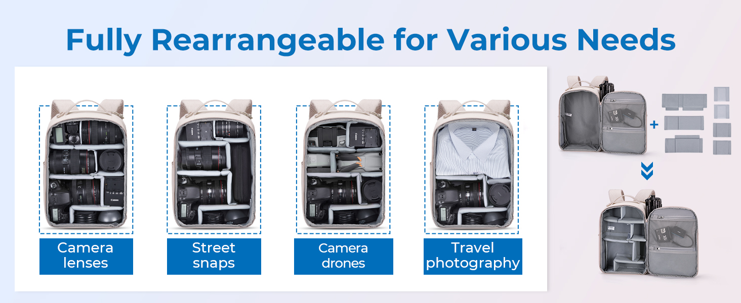 Сумка-рюкзак для фотокамери Bagsmart: DSLR/SLR, сумісна з iPad 12.9