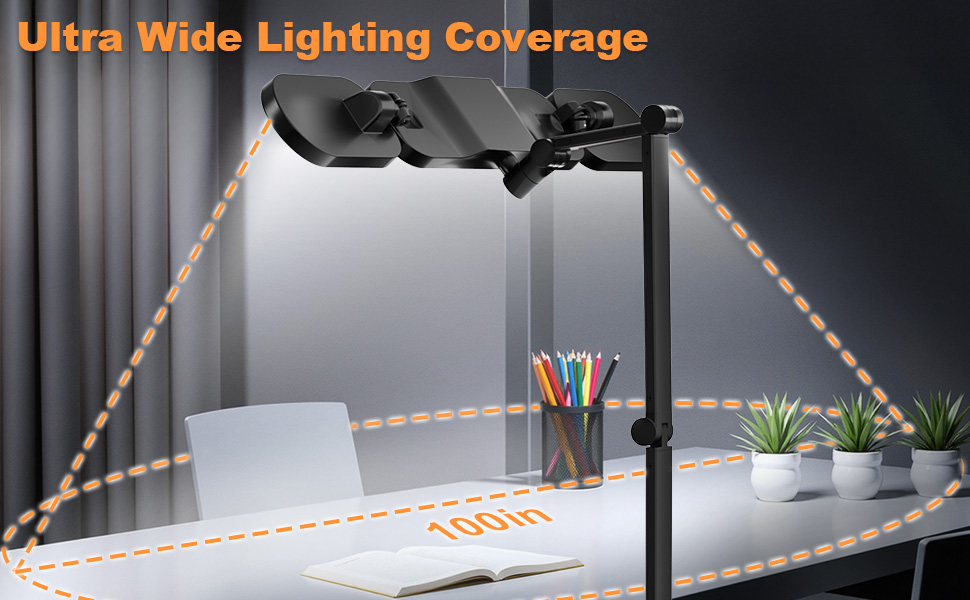 LED-лампа для столу Nuero з кріпленням, регульована, для дому та офісу, димерна, захищає очі, сучасний дизайн (4 секції)