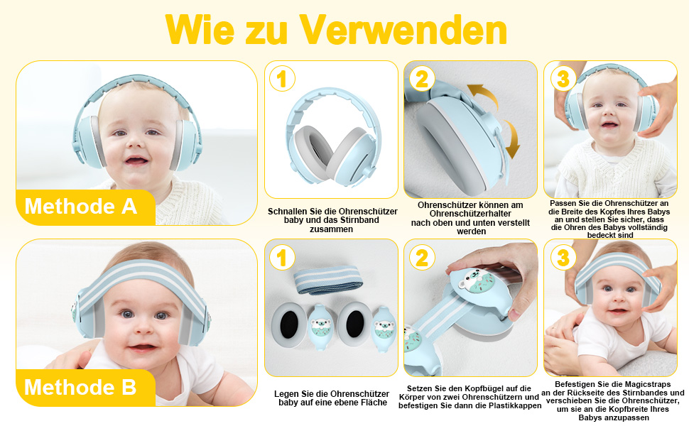 Навушники-захист вух 2-в-1 для немовлят, 0-48 місяців, блакитні