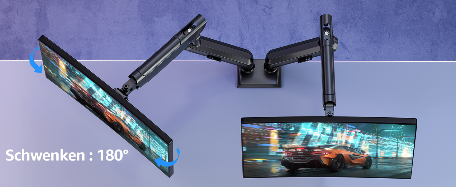 Тримач для монітора ELIVED EV6012W для 2 моніторів (13-32 дюйми), чорний, VESA 75/100mm, газ-амортизатор, регульований