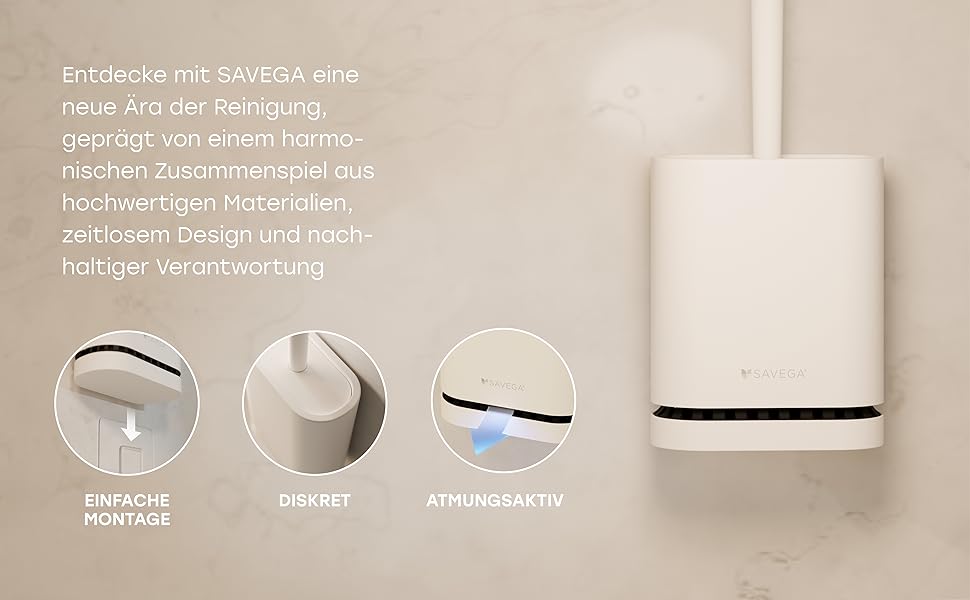 Силіконова щітка для унітазу SAVEGA з кришкою, чорна – плоска та гнучка – настінна без свердління – антибактеріальна комплексна щітка для унітазу (біла)