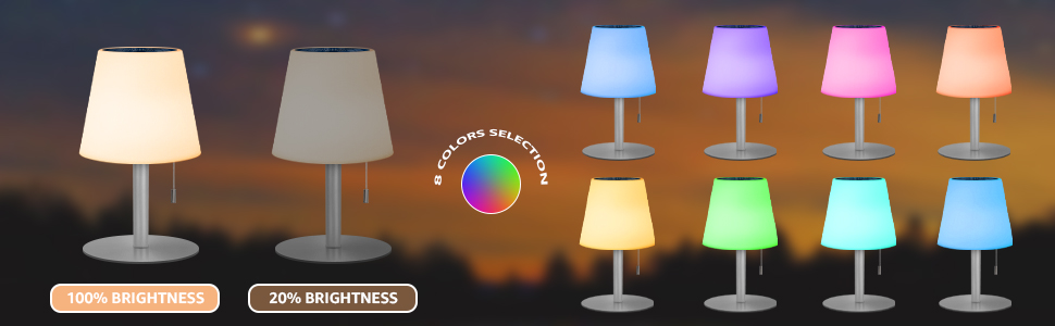 Світлодіодний солярний світильник для столу, вуличний, 2-в-1, бездротовий, 8 кольорів, для саду, кемпінгу (Срібний)