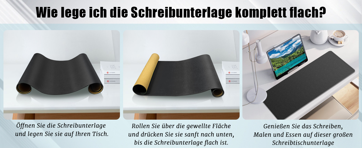 Підкладка для миші та столу Leder (Шкіра) 80x40 см, чорна - килимок для письма, офісний аксесуар для комп'ютера та ноутбука