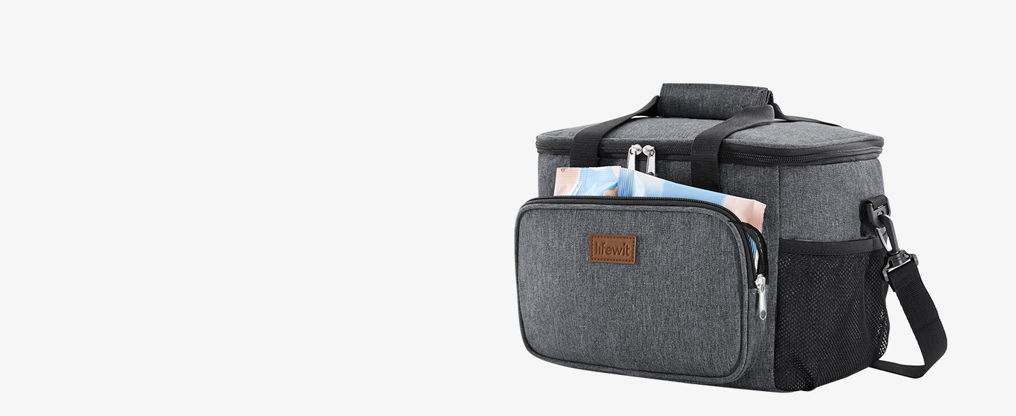 Термосумка LifeWit 15L: компактна, ізольована сумка-холодильник для їжі, напоїв, пікніків та подорожей. Водонепроникна, сіра, для чоловіків та жінок.