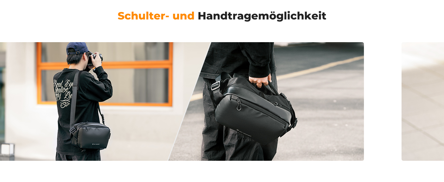 Рюкзак для камери K&F Concept, сумка через плече, фотосумка, чорний (M)