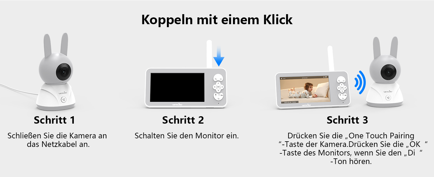 Відеоняня Wansview з камерою та APP - 5-дюймовий монітор для дитини без Wi-Fi з камерою для дитини 2.4/5 GHz, нічне бачення, відстеження руху, 2-сторонній аудіо, визначення температури, детекція руху/звуку