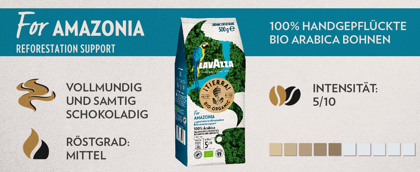 Кава в зернах Lavazza Tierra Bio Arabica, органічна, для еспресомашин, м'який фруктовий смак, інтенсивність 6/10, 1 кг
