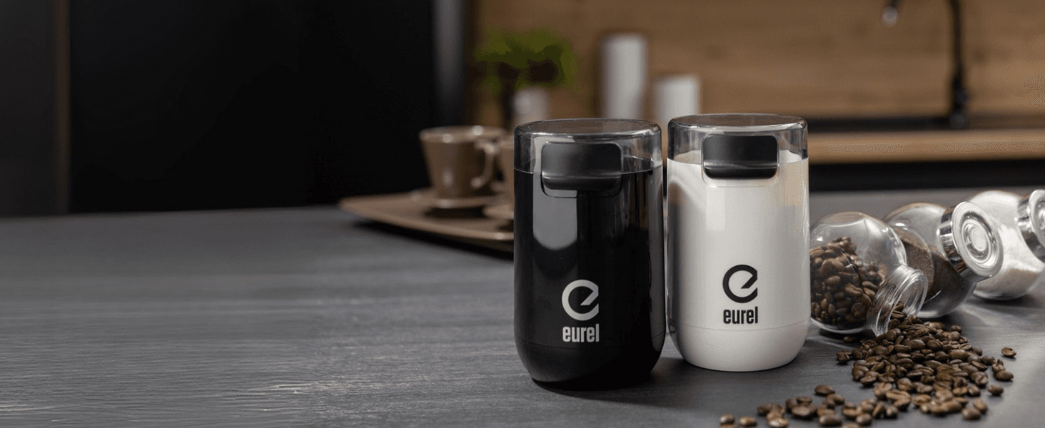 Електрична кавомолка EUREL KMA з нержавіючою сталею, змінний помел, 45г, білий колір