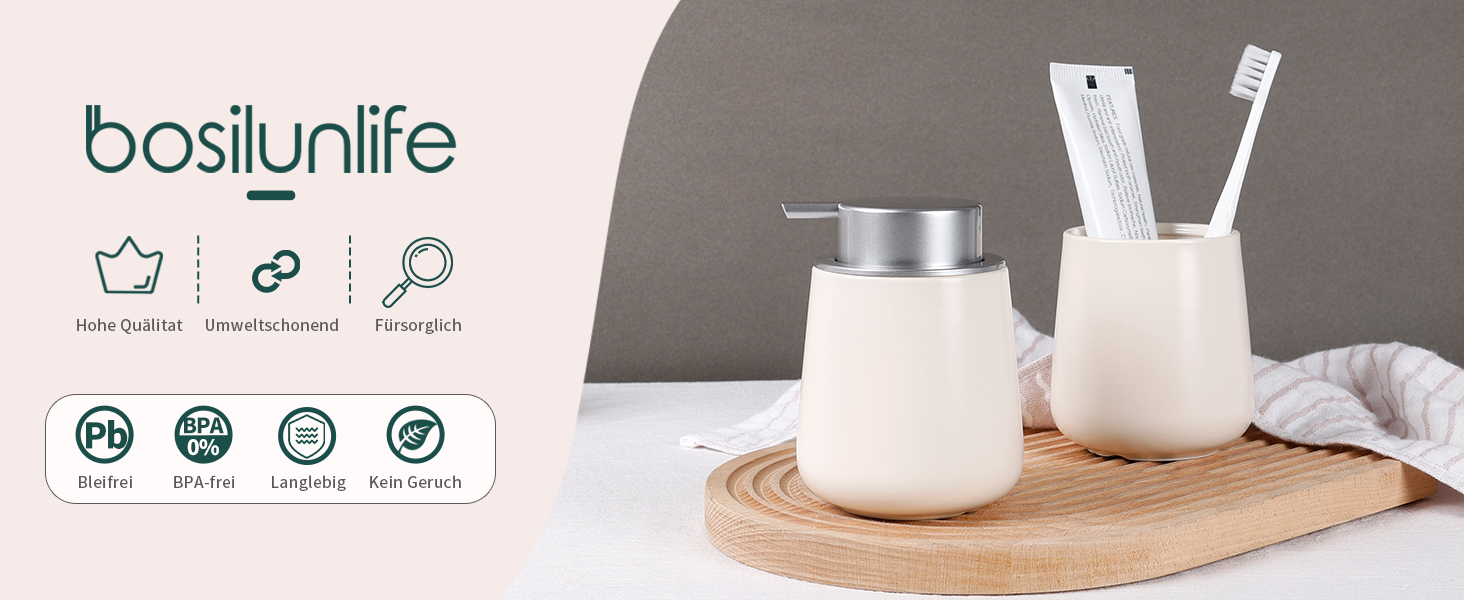 Дозатор для миючого засобу BosilunLife, 350 мл, наповнюваний, велика кнопка, стильний, неслизький, BPA-free для кухні та ванної кімнати