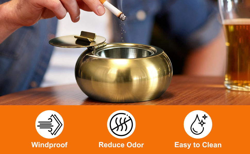 Попільничка з кришкою з нержавіючої сталі Golden S-Gold (S-Gold)