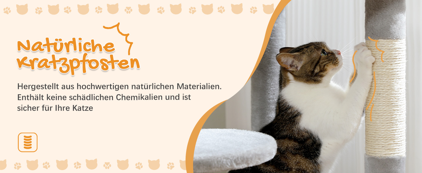 Комплекс для котів PAWZ Road з гамаком, будиночком та когтеточками, сірий, 143 см