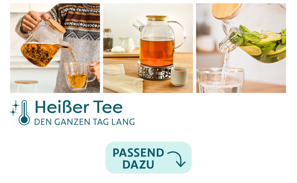 Чайник зі скла 1,5 літра з дерев'яним кришкою та фільтром - для гарячих та холодних напоїв - придатний для миття в посудомийній машині - стійкий до холоду та тепла - ідеальний для літа та зими