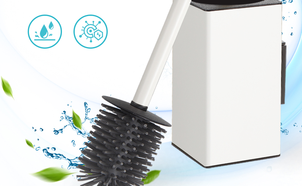 Настінна щітка для туалету DAZI з кріпленням без свердління, з нержавіючої сталі, сучасний дизайн, знімний внутрішній стаканчик для легкого догляду та очищення (золота щітка) (білий)