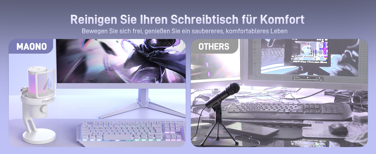 MAONO DM40 Бездротовий мікрофон для ПК з RGB підсвічуванням та ШІ-зміною голосу, 3-рівнева шумозаглушення, для геймінгу, подкастингу та стрімінгу