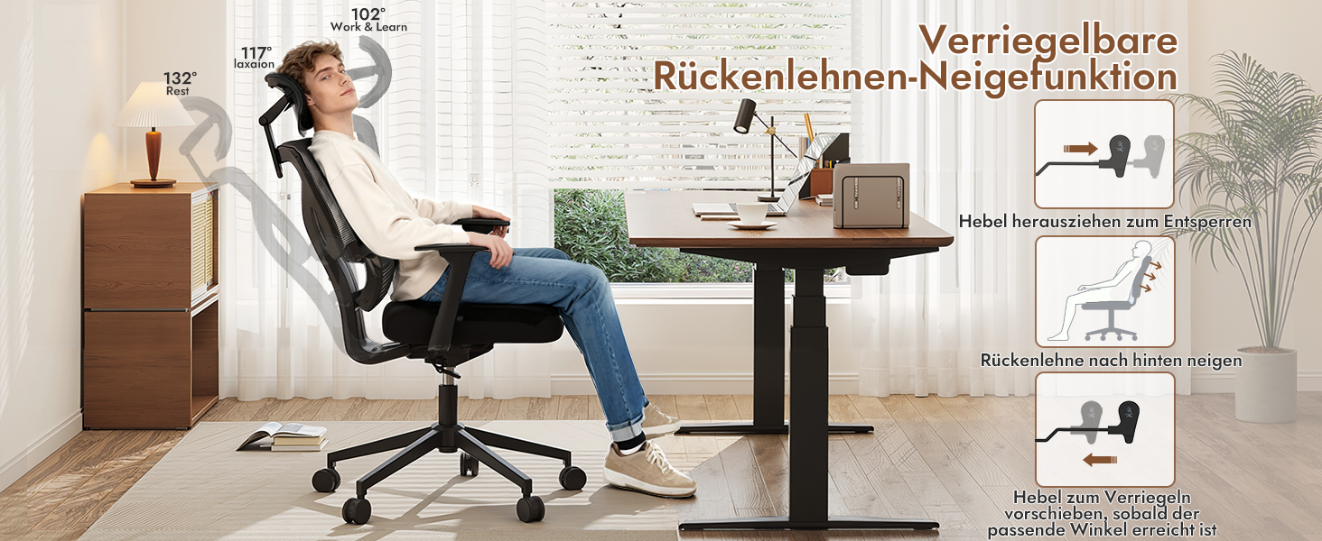 Ергономічне крісло для офісу та геймінгу з регульованою підголівником та 3D підлокітниками, підтримкою попереку, чорне