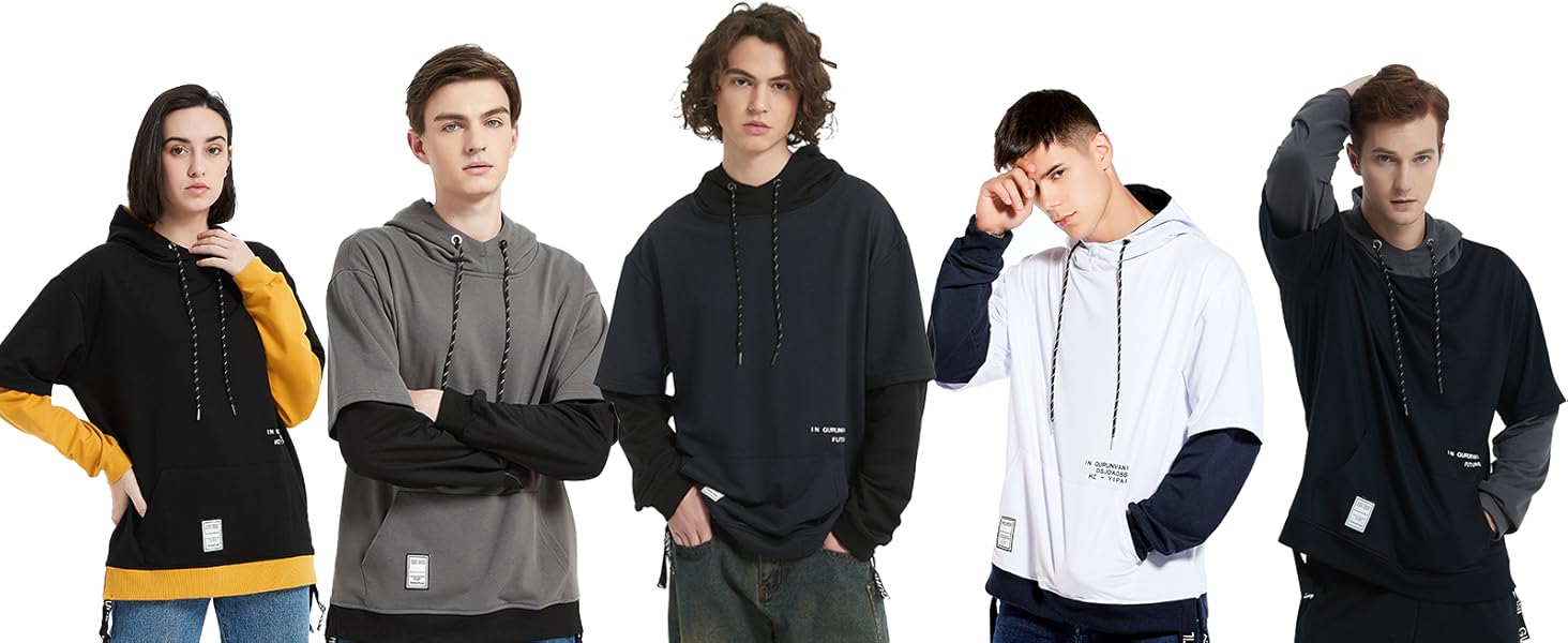 Худі чоловіче GURUNVANI з па́тчворком, чорний, розмір S