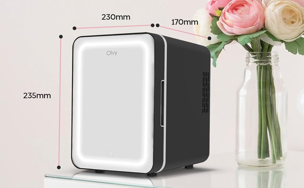 Міні-холодильник Olvy Kosmetik 4L з LED-дзеркалом: для косметики та догляду, чорний