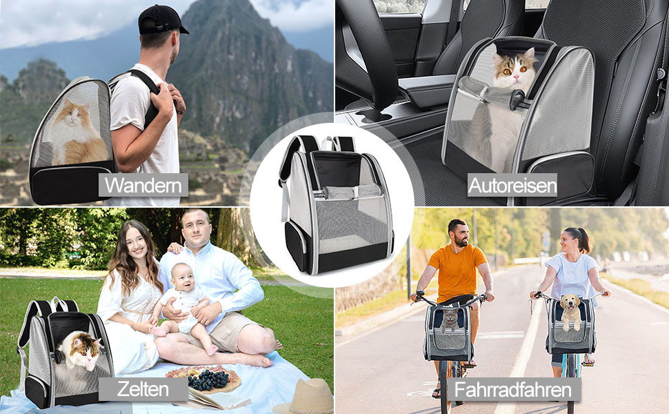 Рюкзак для тварин, переноска для собак і котів до 10 кг, сірий, м'який, складаний